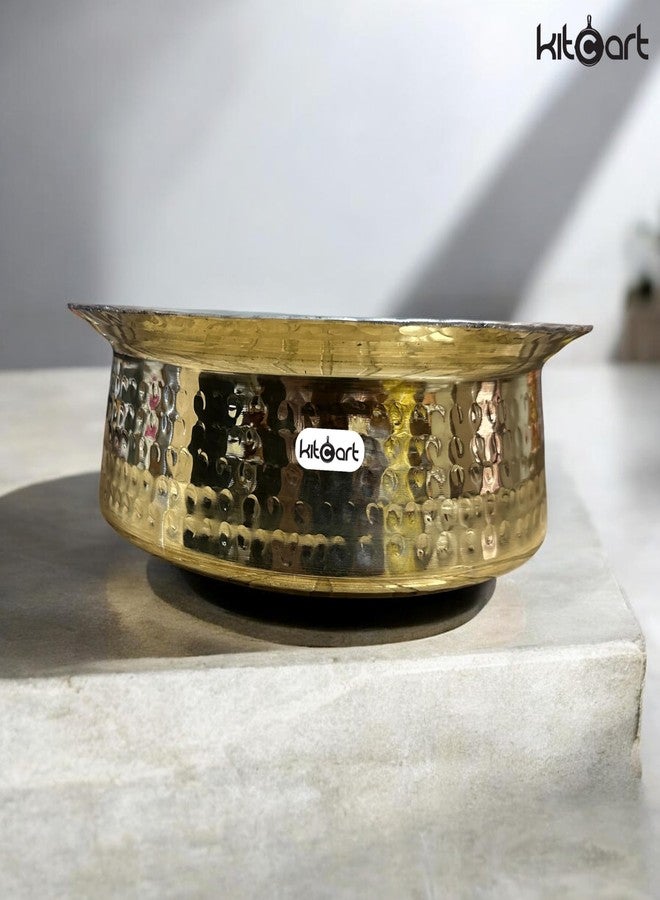 Kitcart Brass Lagan Handi 100% Pure brass Hammered design- Traditional Handcrafted Cookware for Biryani & Slow Cooking Strong & Durable (6 litre) - Image 4
